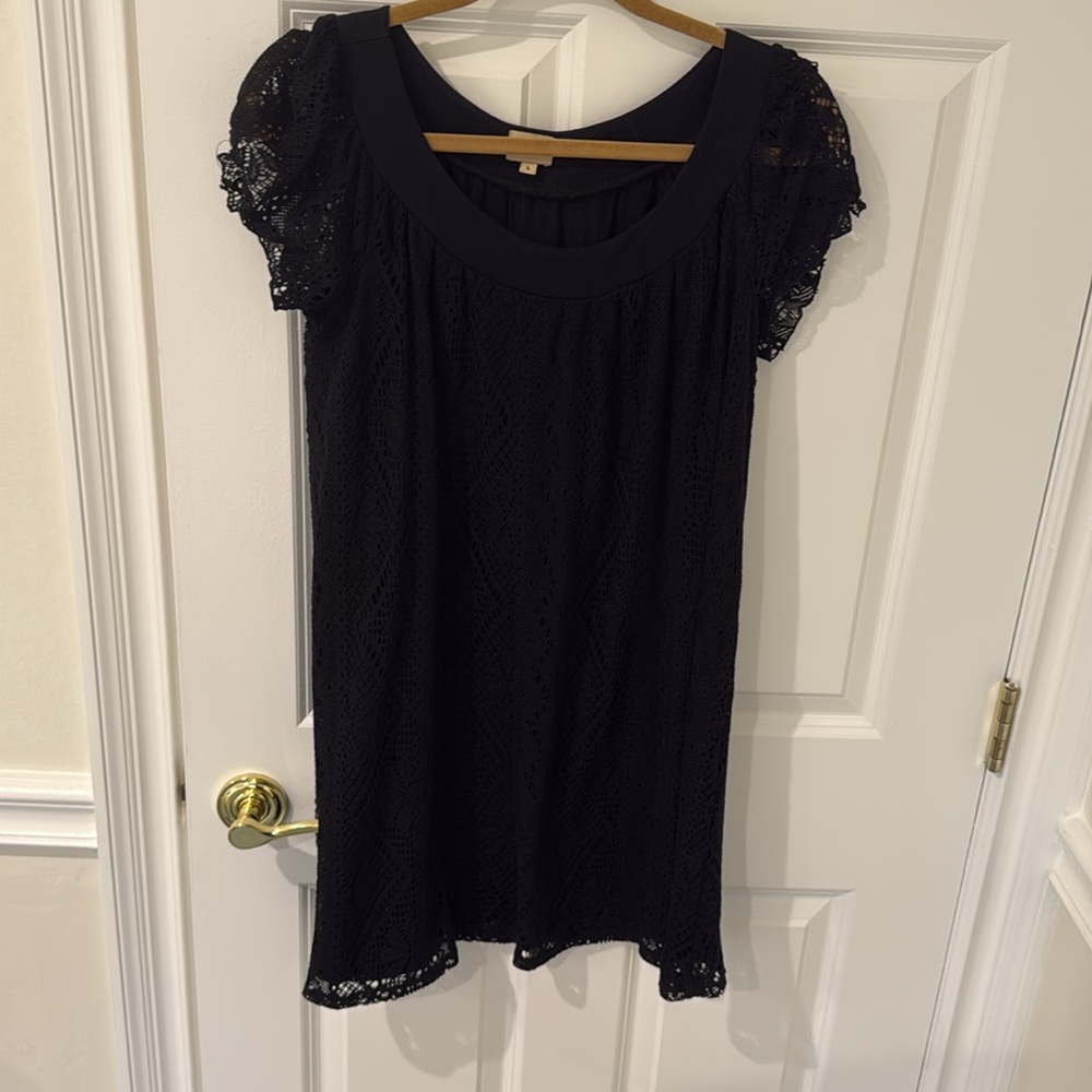 Ella Moss Corsica Crochet Puff Sleeve Mini Dress L host pick
